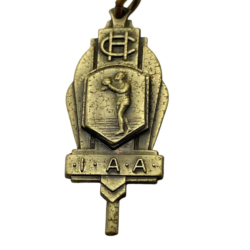 1954 IAA CH Basketball Tournament Award Medal‎ Fob Charm Pendant VTG Gold Tone